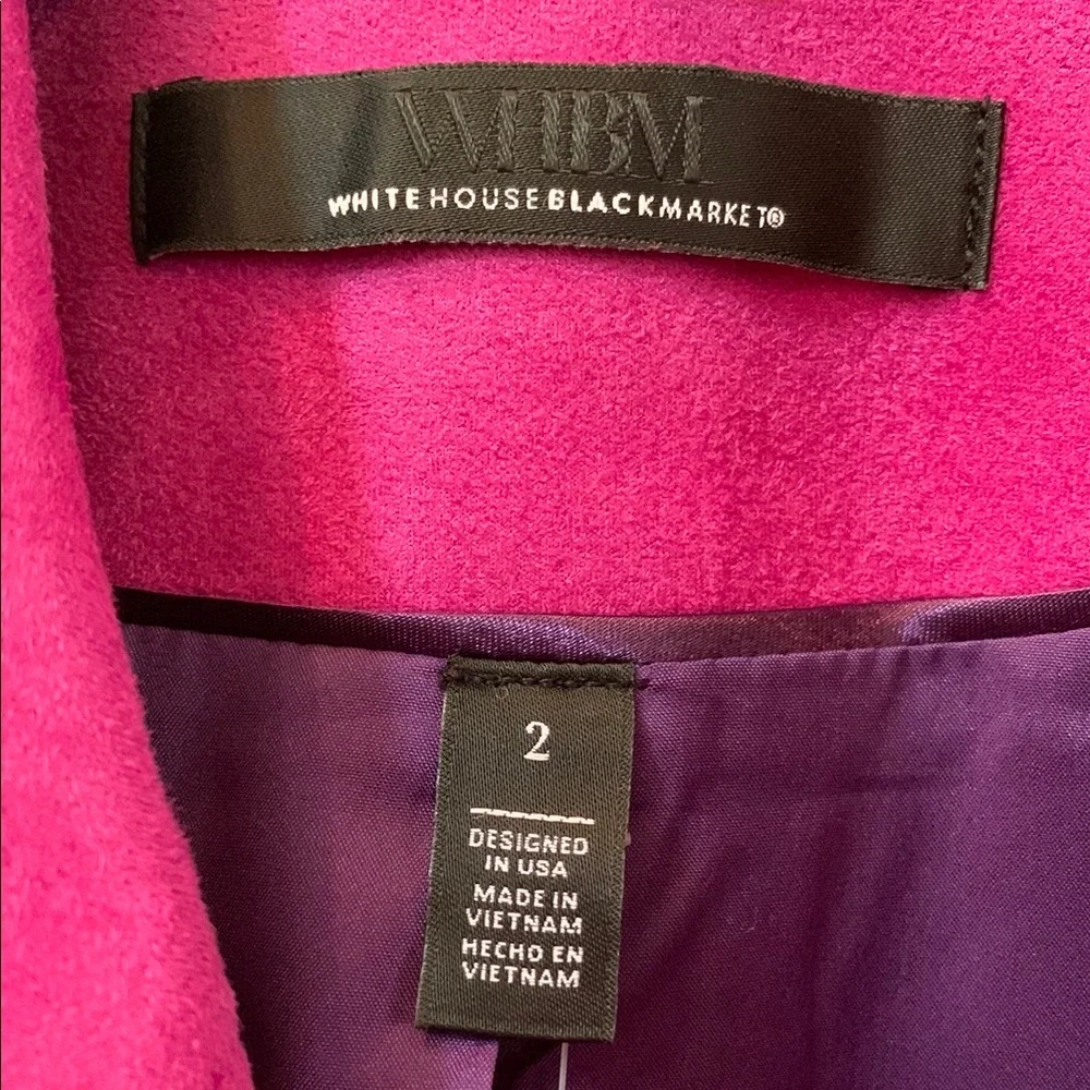 White House Black Market Magenta Ultra Suede Double-Breasted Trophy Blazer 2 - Picture 4 of 14